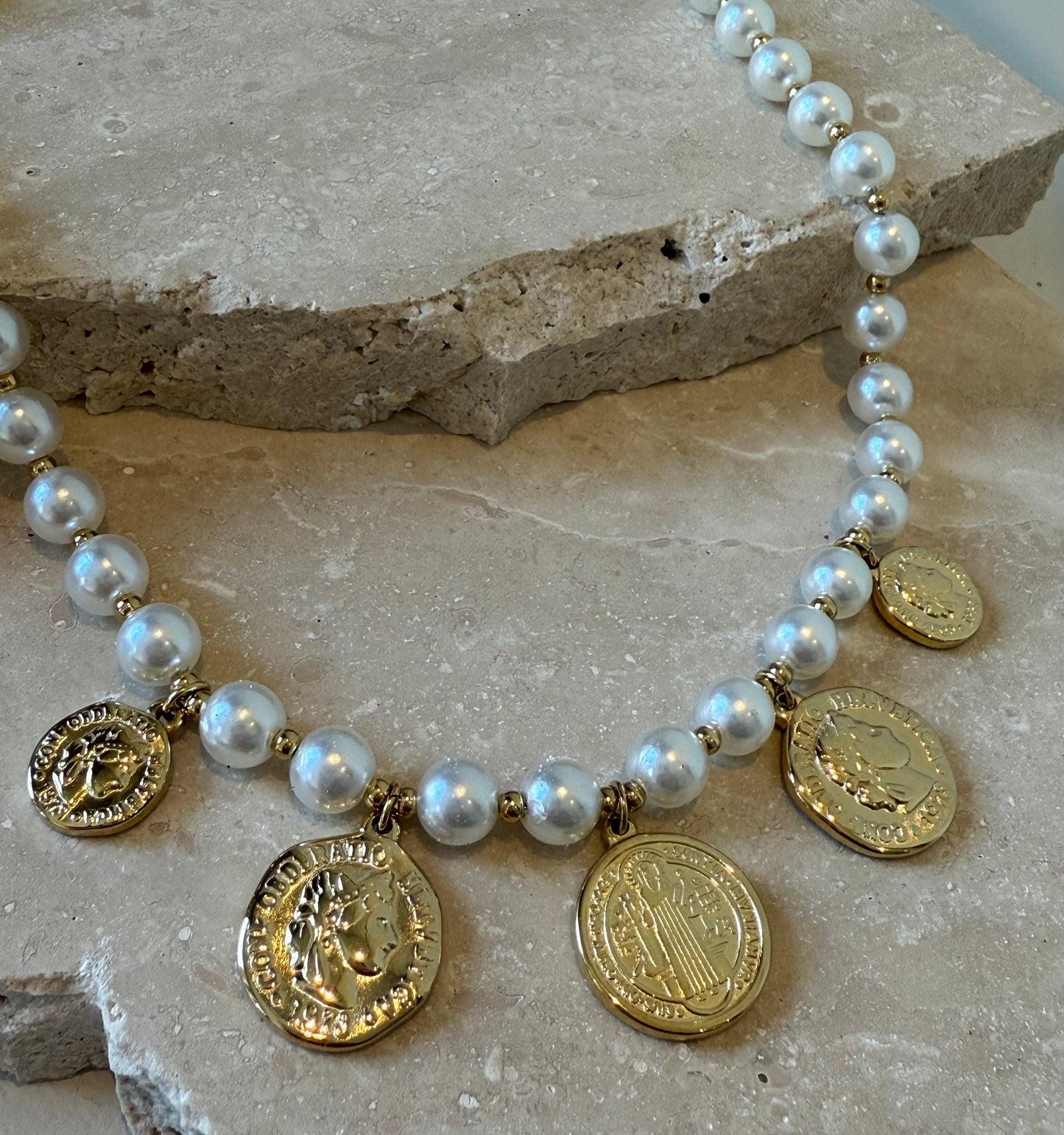 Necklace parel en muntjes