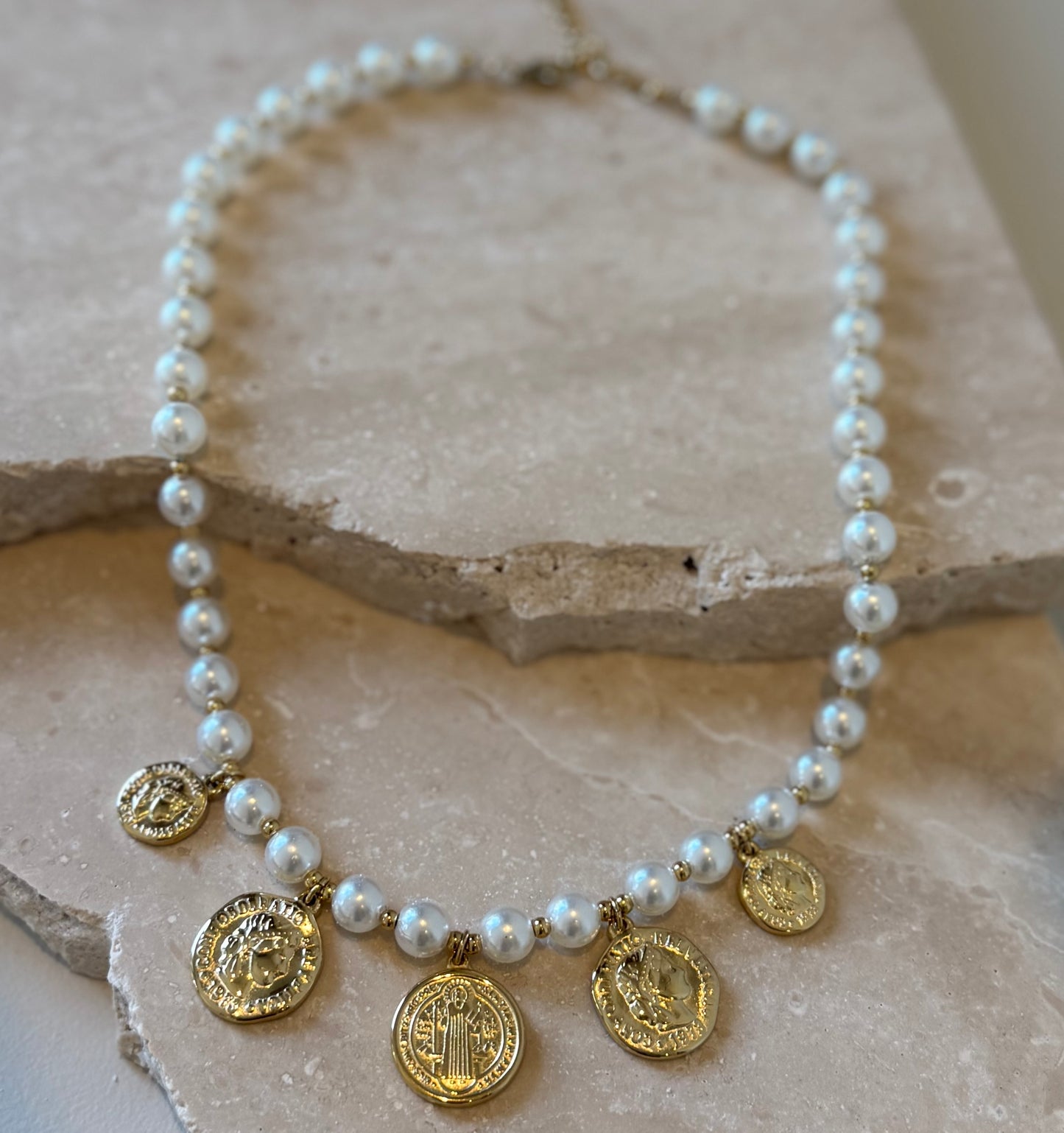 Necklace parel en muntjes