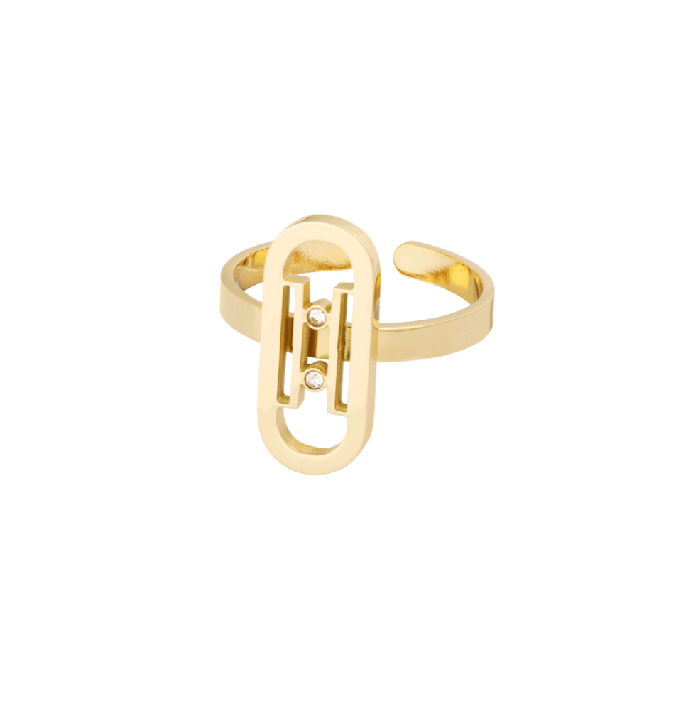 Ring schakel met steentjes