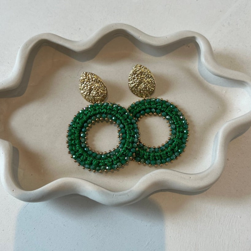 Earrings Beads Green