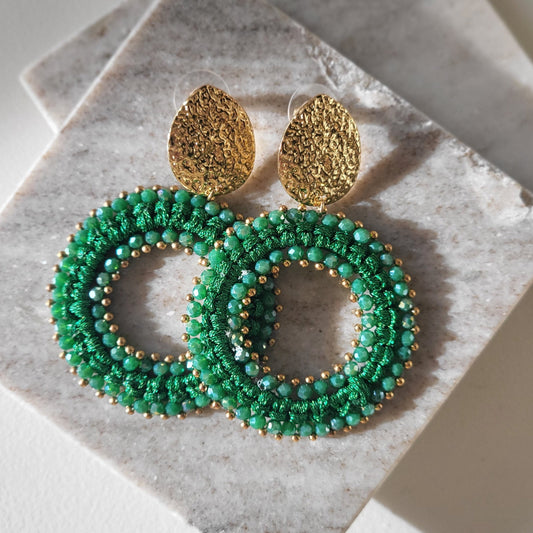 Earrings Beads Green