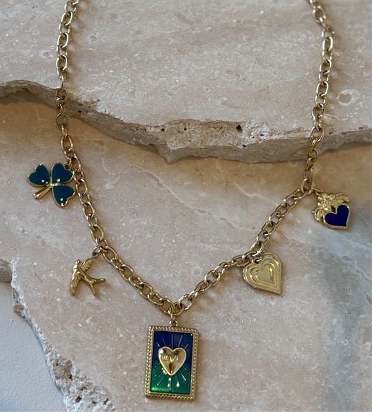 Necklace bedel blauw hartje