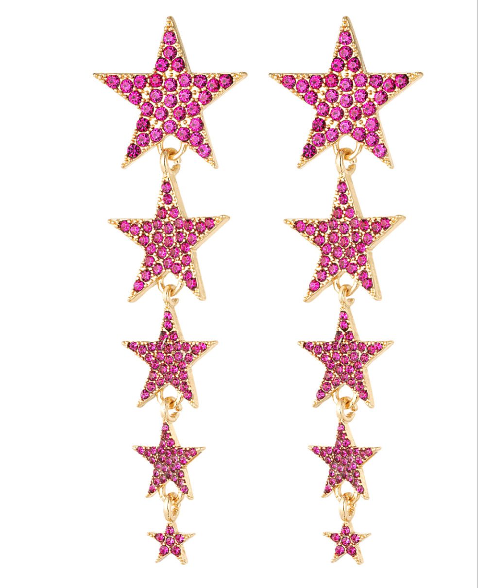 Earring stars fuchsia