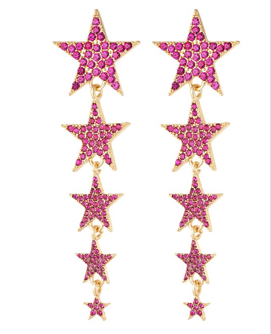 Earring stars fuchsia